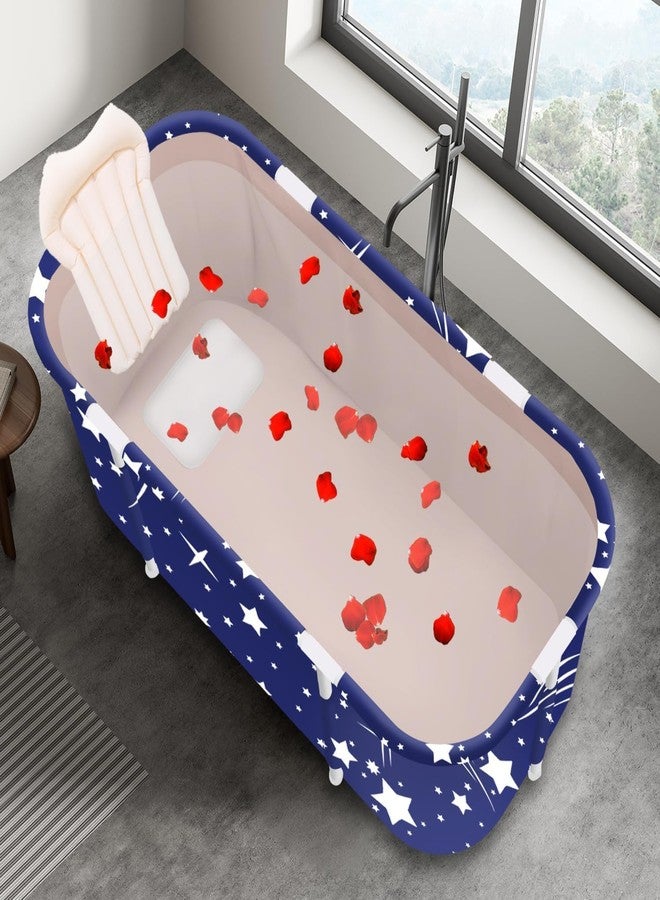 Valajogi Portable Foldable Bathtub for Adults - Freestanding Hot & Ice Bath Tub for Home SPA, Compact & Easy Storage - Ideal for Relaxation, Devotional Use & Daily Bathing Star Design (Star Blue) - Image 5